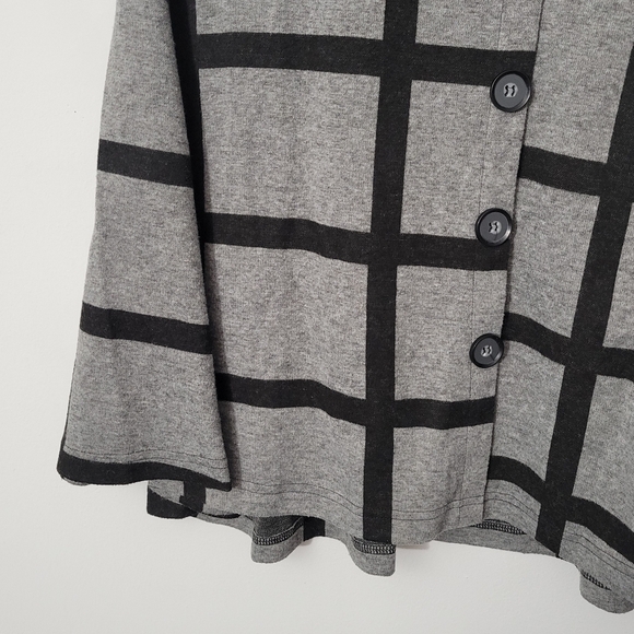 Doma Gray Windowpane Mockneck Poncho Cape - Picture 2 of 10